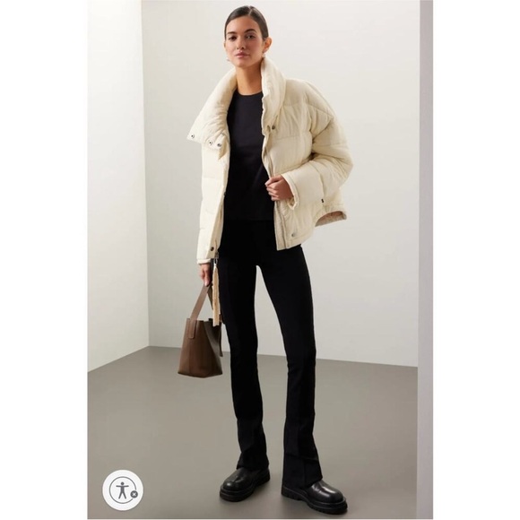 EUC OOFwear Coat Women 40 (Small) Cream Puffer Zip Front Insulated Oversized - Picture 2 of 16